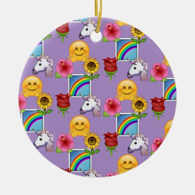 Emoji Beauty Purple Pattern Ceramic Ornament (Front)