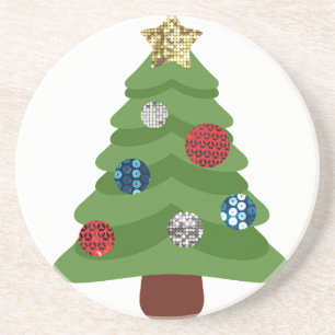 emoji christmas tree coaster