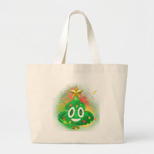 Emoji Christmas Tree Spray Paint Large Tote Bag