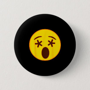 Emoji Crossed Out Eyes Yellow Smile Face  2 Inch Round Button