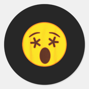 Emoji Crossed Out Eyes Yellow Smile Face  Classic Round Sticker