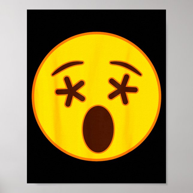 Emoji Crossed Out Eyes Yellow Smile Face  Poster (Front)