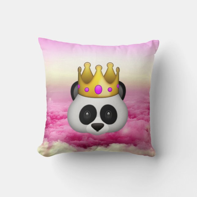 Emoji Crowned Panda Throw Pillow (Front)