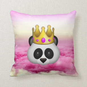 Emoji Crowned Panda Throw Pillow