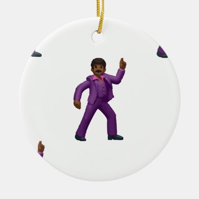 Emoji Dancing Man Ceramic Ornament (Front)