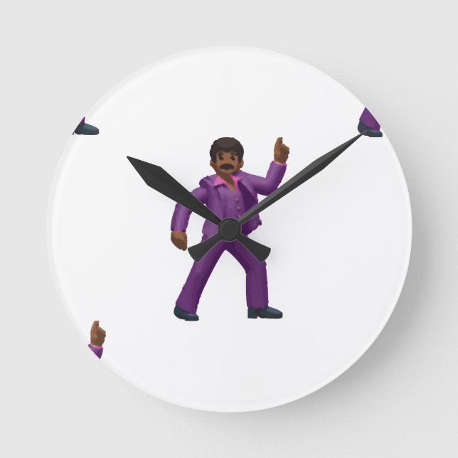 Emoji Dancing Man Round Clock (Front)
