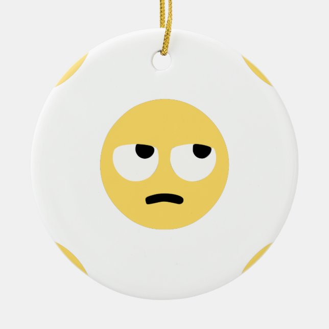 emoji eye rolling ceramic ornament (Front)