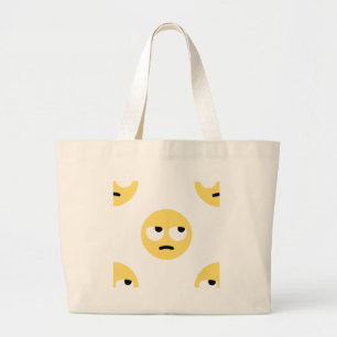 emoji eye rolling large tote bag