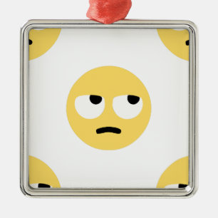 emoji eye rolling metal ornament