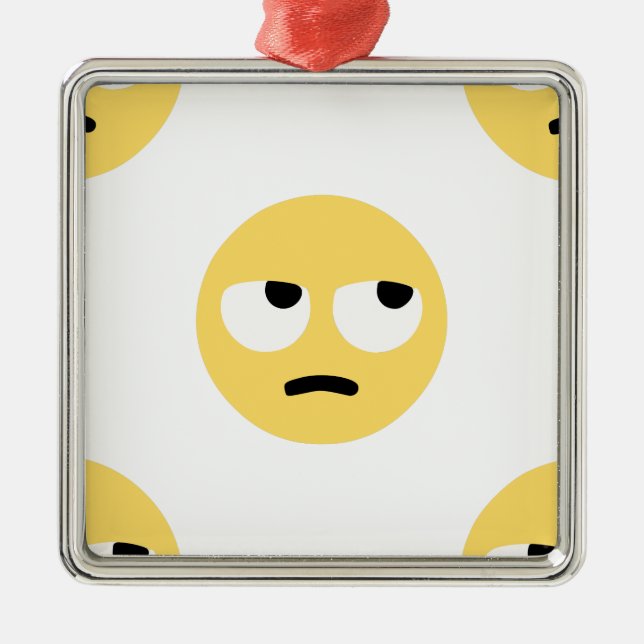emoji eye rolling metal ornament (Front)