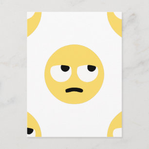emoji eye rolling postcard