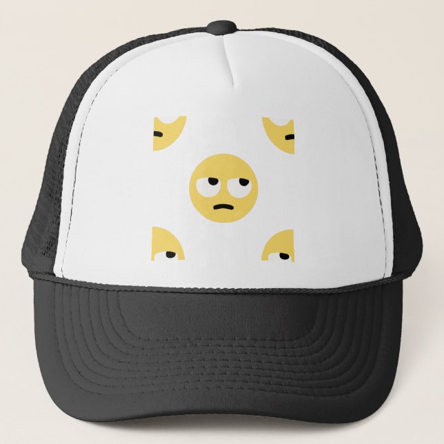emoji eye rolling trucker hat (Front)