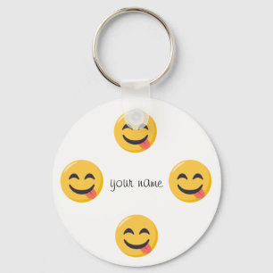 Emoji Face  and '' Your Name Here " Keychain