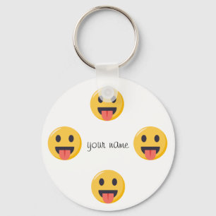 Emoji Face  and '' Your Name Here " Keychain