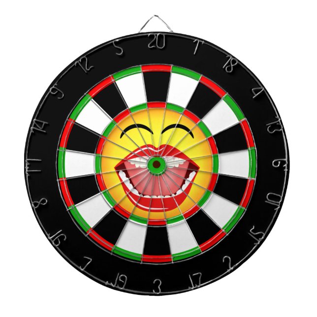 Emoji Face Funny Dartboard Green Red Black Yellow (Front)