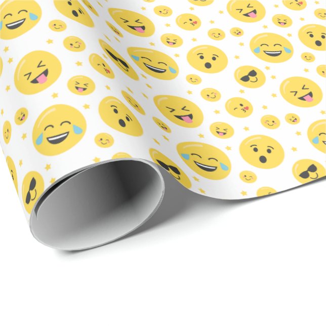 Emoji Faces Any Age Birthday Wrapping Paper (Roll Corner)