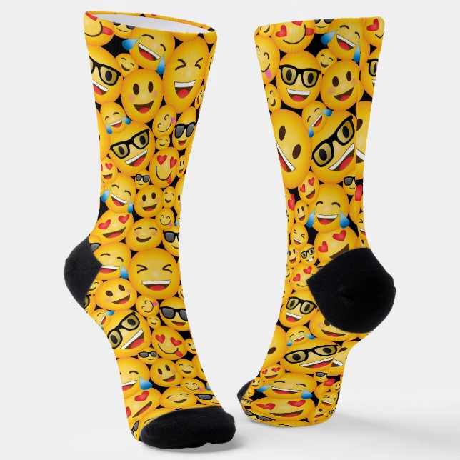 Emoji Faces Pattern Socks Happy Face Emoticon Sock (Angled)