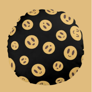 Emoji Faces Round Pillow