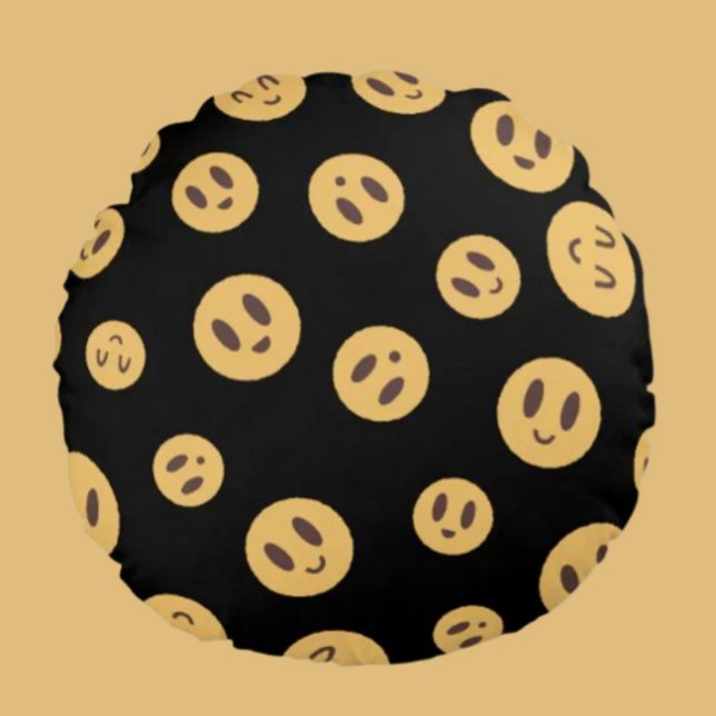 Emoji Faces Round Pillow (Creator Uploaded)