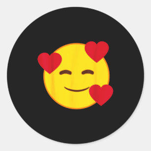 Emoji Floating Hearts Yellow Smile Face  Classic Round Sticker