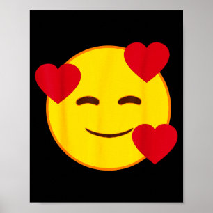 Emoji Floating Hearts Yellow Smile Face  Poster