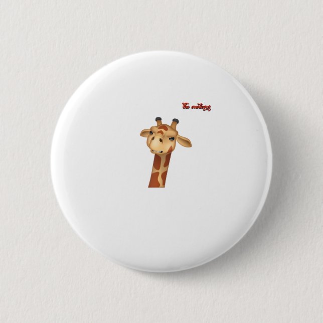 emoji frowning angry giraffe face  2 inch round button (Front)