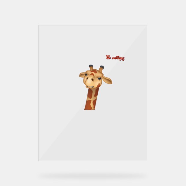 emoji frowning angry giraffe face  acrylic sign (Front)