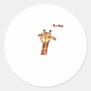 emoji frowning angry giraffe face  classic round sticker