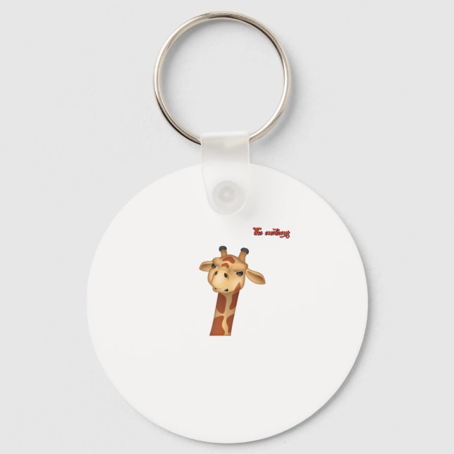 emoji frowning angry giraffe face  keychain (Front)