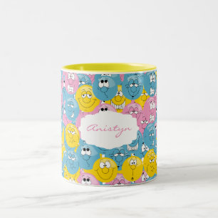 Emoji 😊 Fun Design Pattern Two-Tone Coffee Mug