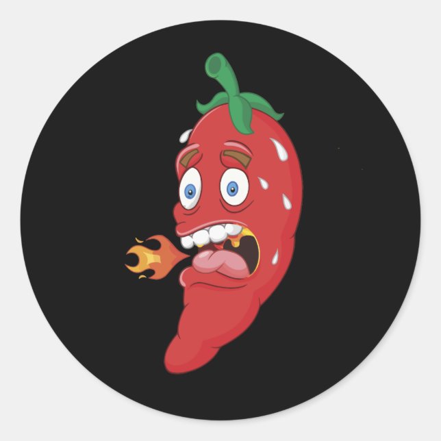 Emoji Funny Chilli Pepper Hot Sauce Food Lover Classic Round Sticker (Front)