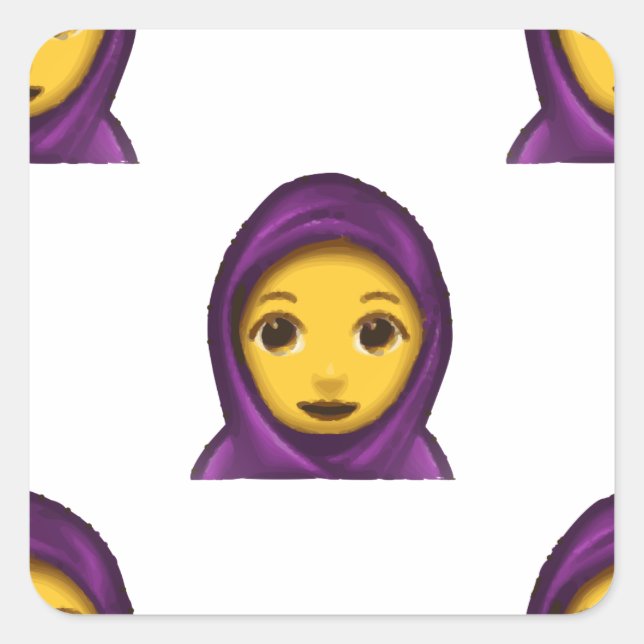 emoji hajib square sticker (Front)