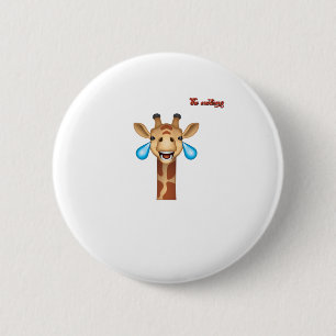 emoji happy crying giraffe face   2 inch round button