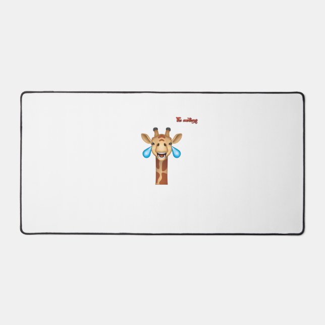 emoji happy crying giraffe face   desk mat (Front)
