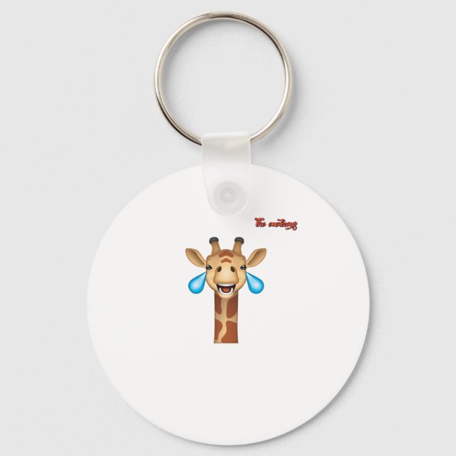 emoji happy crying giraffe face   keychain (Front)