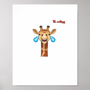 emoji happy crying giraffe face poster