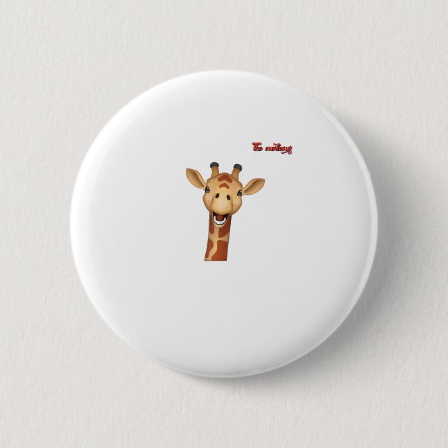 emoji happy enthusiastic giraffe face  2 inch round button (Front)