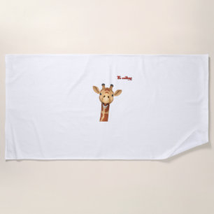 emoji happy enthusiastic giraffe face beach towel