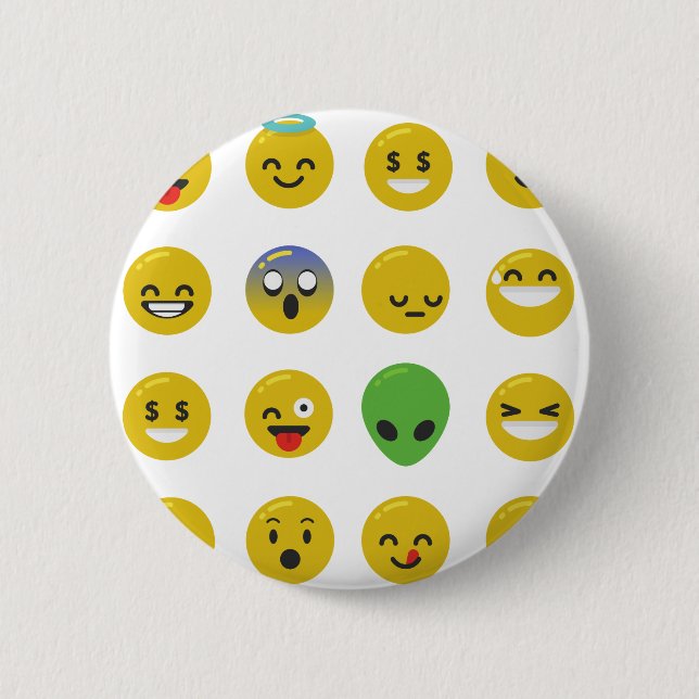 Emoji happy face 2 inch round button (Front)