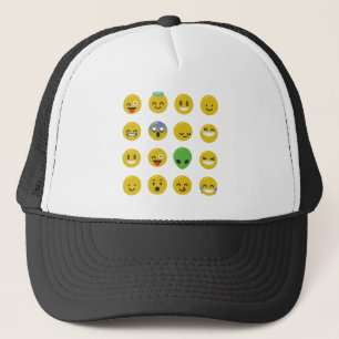 Emoji happy face trucker hat