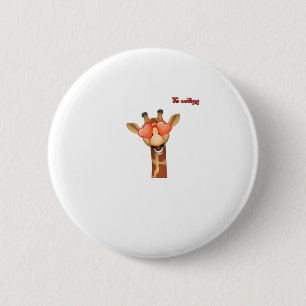 emoji happy love eyes giraffe face 2 inch round button