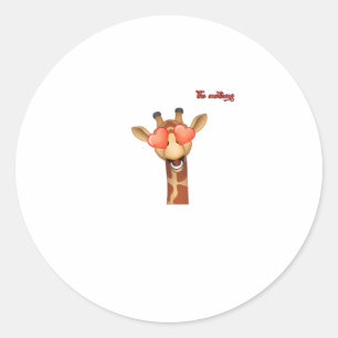 emoji happy love eyes giraffe face classic round sticker