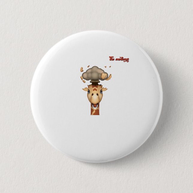 emoji head exploding giraffe face   2 inch round button (Front)