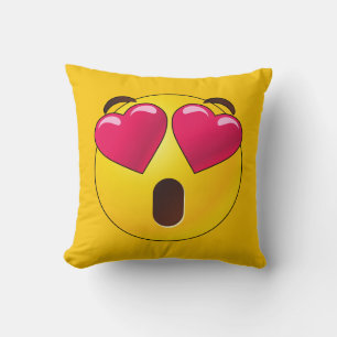 Emoji Heart Eyes Valentines Throw Pillow