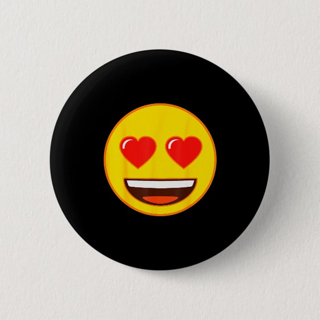 Emoji Heart Eyes Yellow Smile Face  2 Inch Round Button (Front)