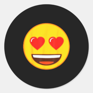Emoji Heart Eyes Yellow Smile Face  Classic Round Sticker