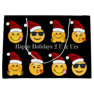 Emoji Holiday w/Personalized Text Large Gift Bag