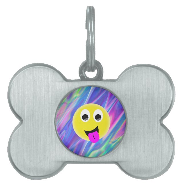 emoji hologram pet name tag (Front)