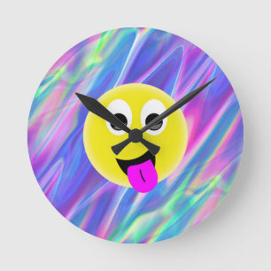 emoji hologram round clock