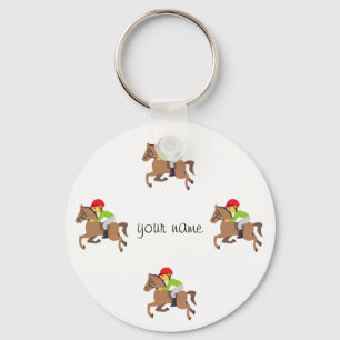 Emoji Horse Riding  and '' Your Name Here " Keychain